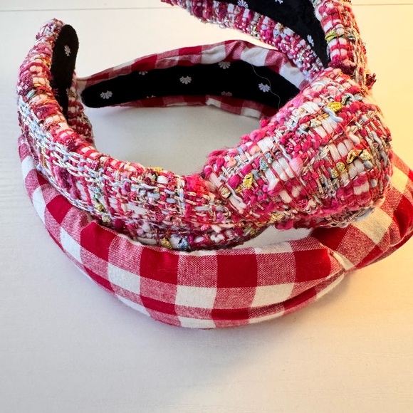 Lele Sadoughi Accessories - Set of Two Lele Sadoughi Headband Crowns Pink Tweed and Red Gingham